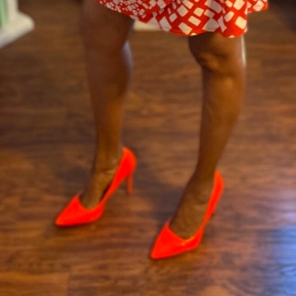 NWOT Neon Orange Anne Michelle Patent Stilettos - Picture 10 of 10